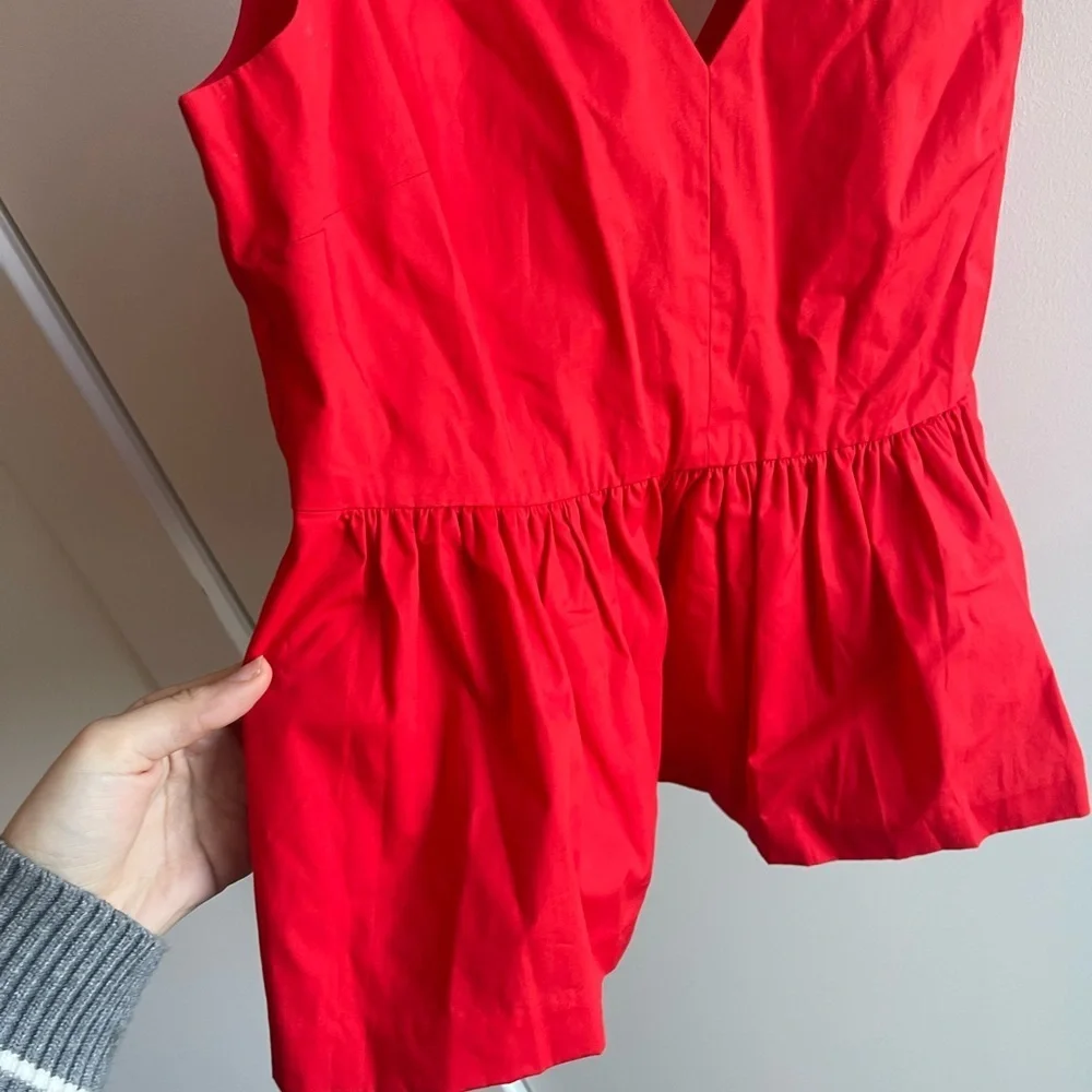 J Crew Red Sleeveless Peplum Top